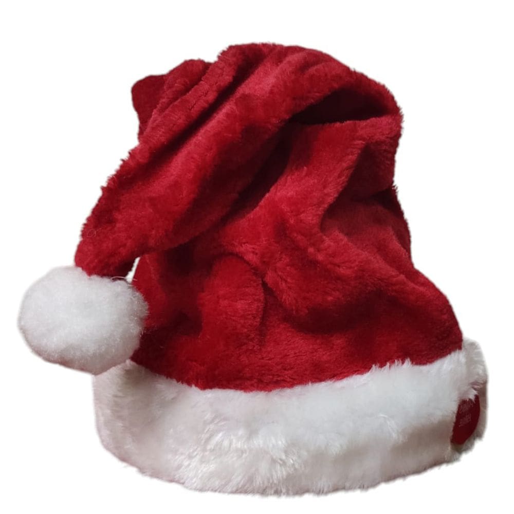 Gorro Natal Musical Natalino Toca Musica Dança Luxo Enfeite Fantasia Papai Noel Chapeu Bone Dançante Festa Evento Fim de Ano Comemoraçao Celebraçao