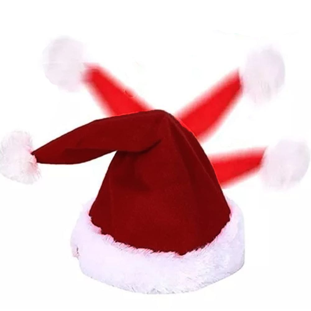 Gorro de Natal Musical Natalino Dançante Toca Musica Dança Bone Papai Noel Luxo Evento Festa Celebraçao Fim de Ano