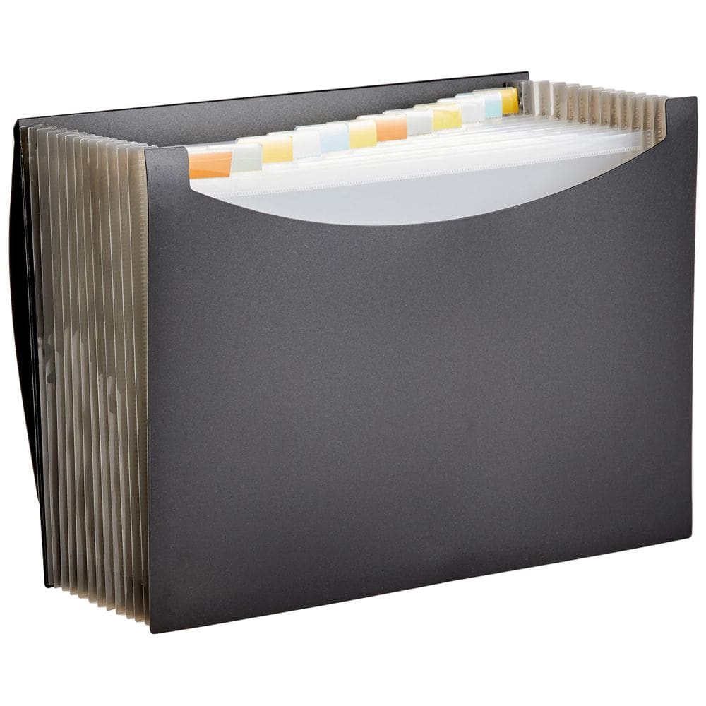 Pasta de arquivos expansível do organizador Amazon Basics Black, pacote com 1