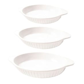 Jogo De Travessas Melamina Oval Branca 3 Peças