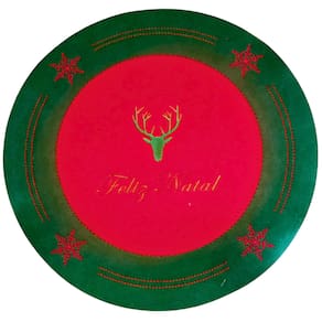 Jogo Americano Feltro Redondo 35 cm Decoração Feliz Natal