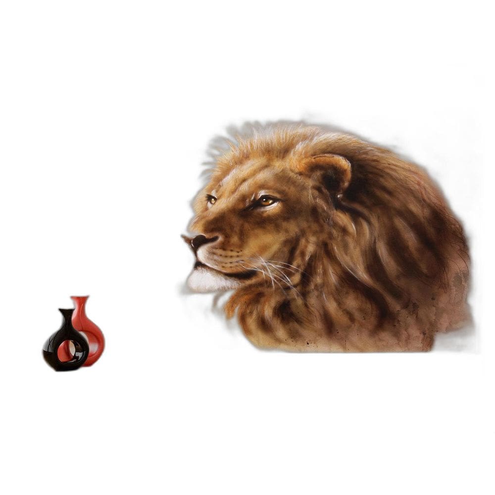 Papel De Parede 3D Animais Leão Rosto Rei Olhar 3,5M Anm441