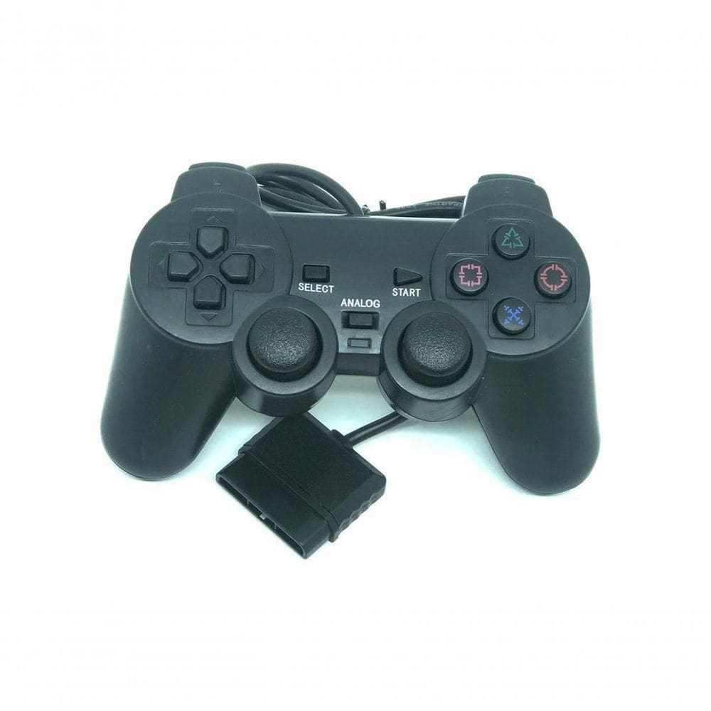 Kit 2 Controle Joystick Manete PS2 Com Fio