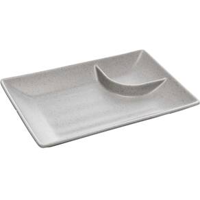 Prato Retangular 19cm Melamina com Molheira Sushi Lyor Tóquio Granilite Avulso