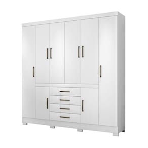 Guarda Roupa Casal Grande 8 Portas 4 Gavetas 7 Prateleiras 4 Cabideiros New Realce