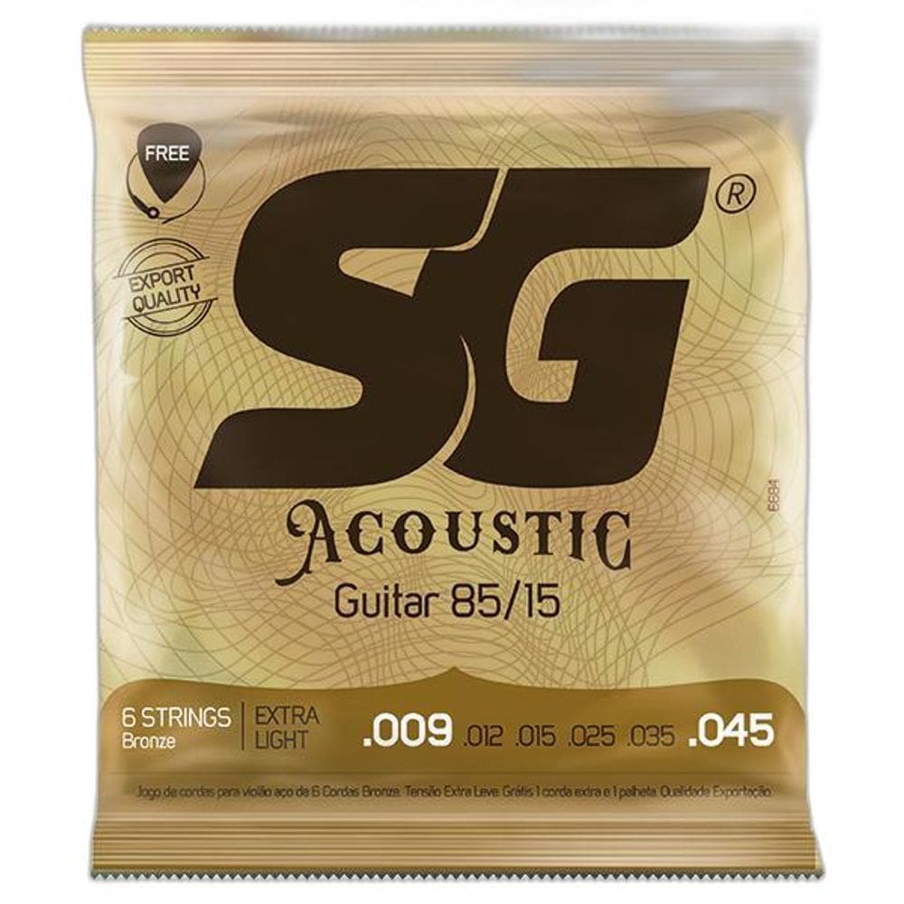 Encordoamento Violão Aço 009 Sg  Corda Mi extra E Palheta
