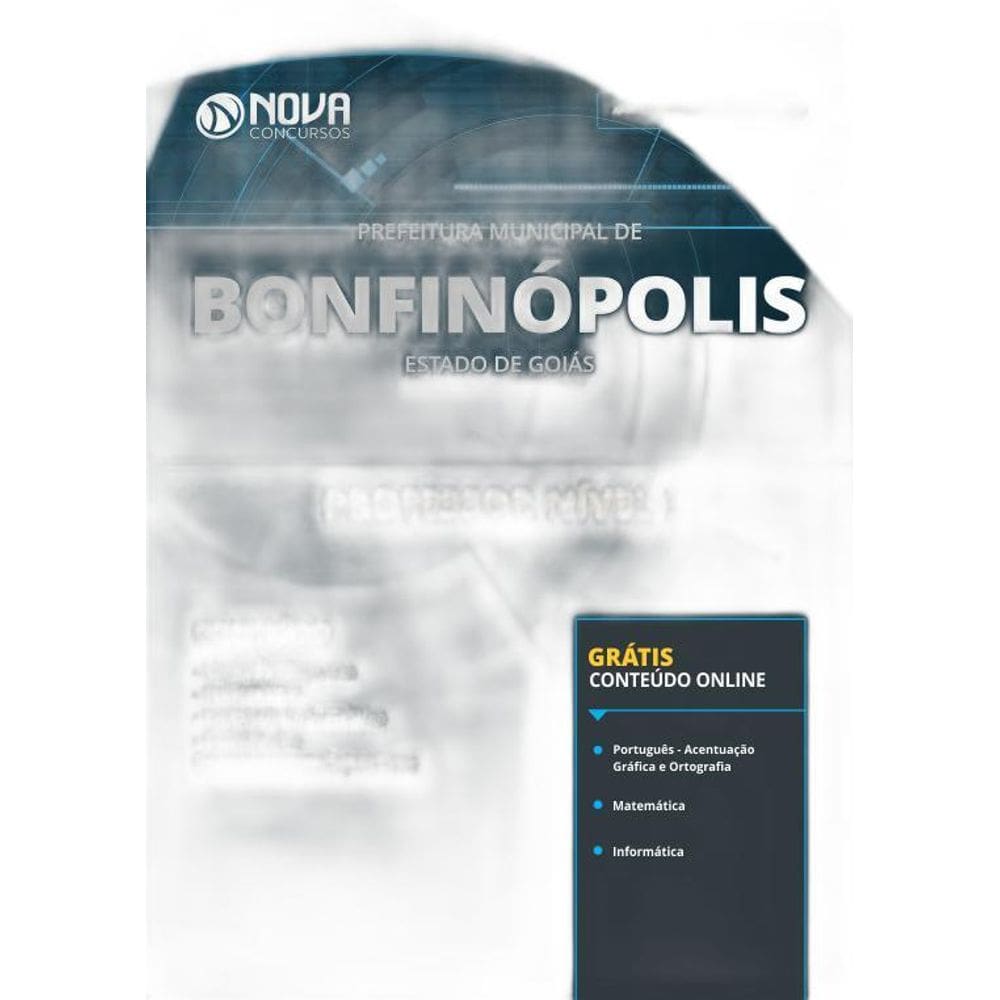 Apostila Bonfinópolis  GO 2019  Professor Nível I