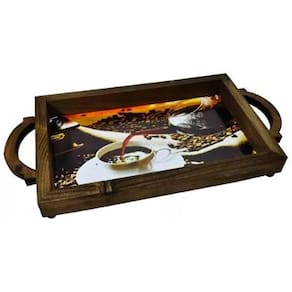 Bandeja Em Madeira Suporte Bebidas E Café Decorativa Coffe