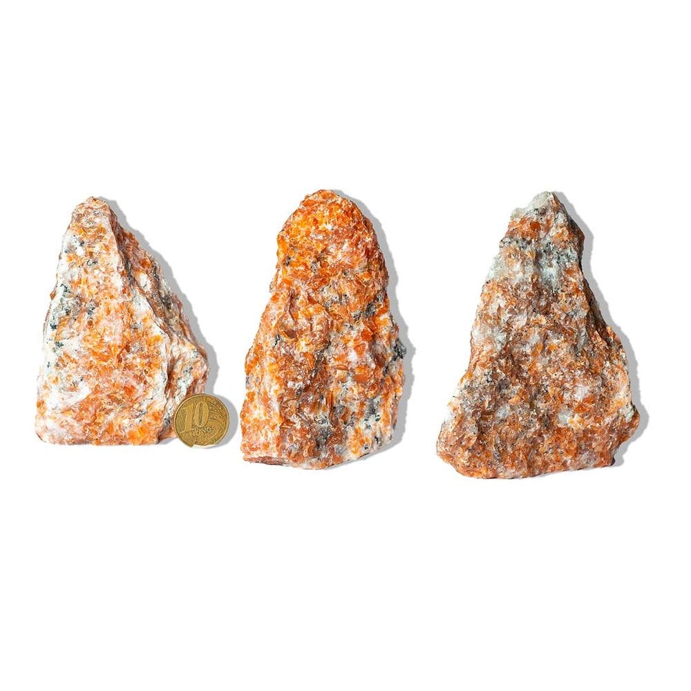 10 Calcita Laranja Pedra Pé Serrado Natural 300 a 400g TipoB