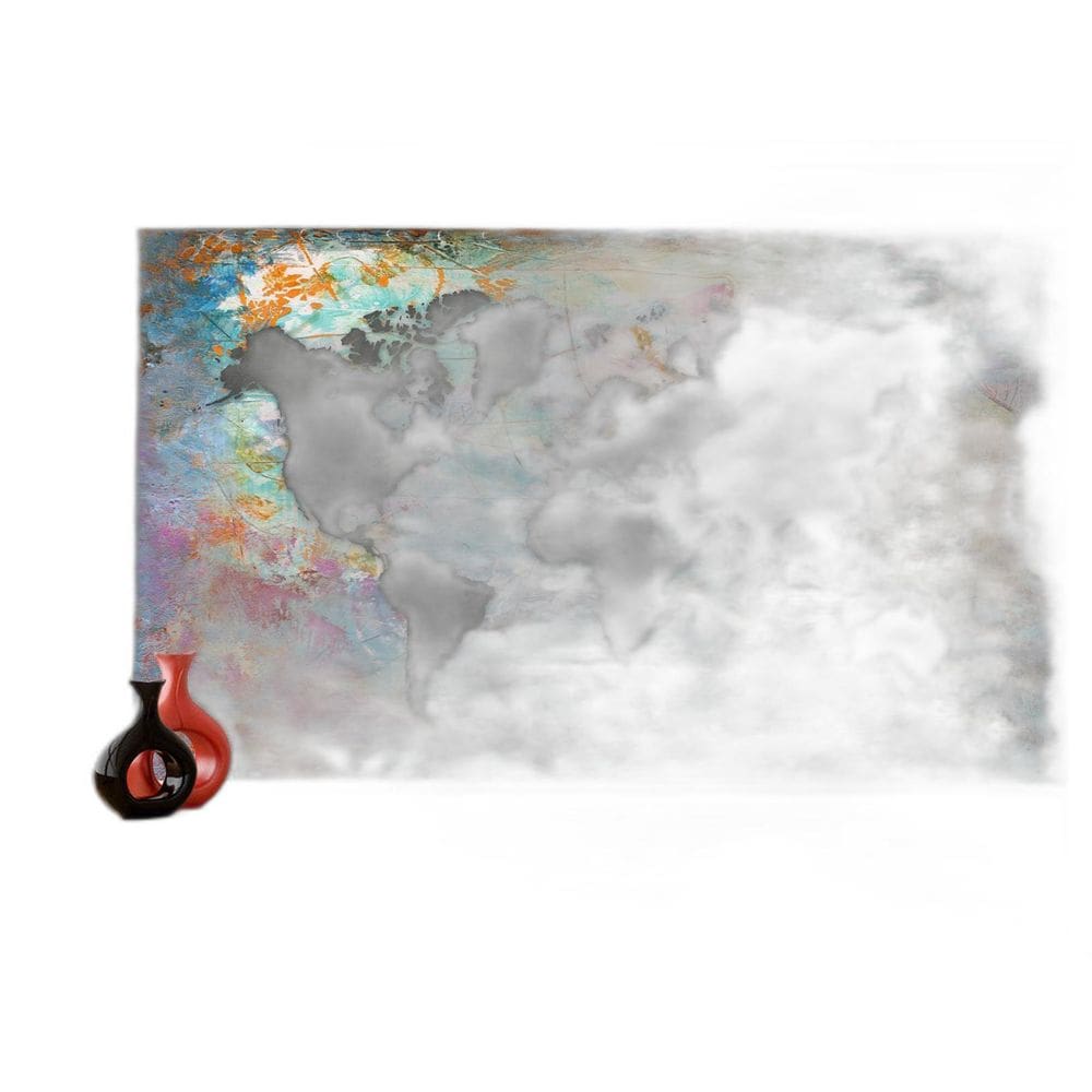 Papel De Parede 3D Mapa Mundi Ferrugem Cimento 3,5M Nmu26