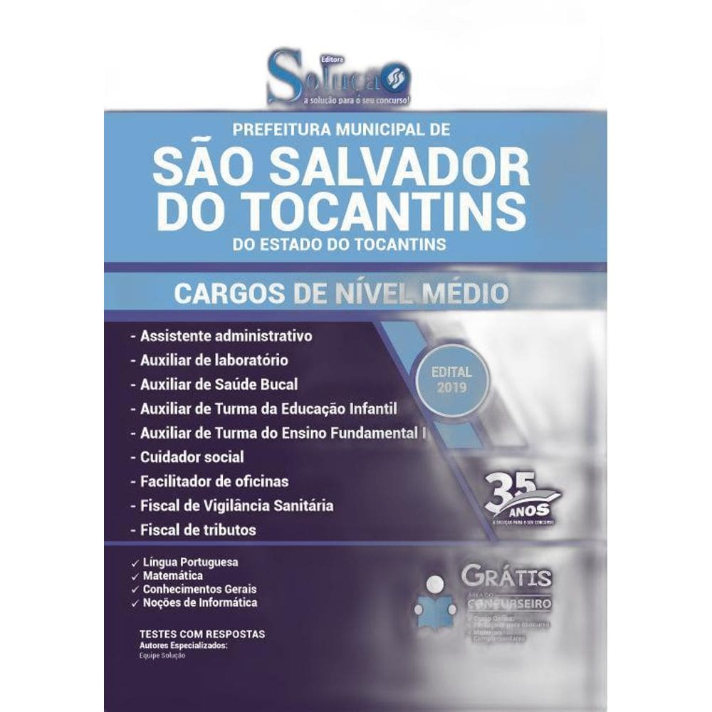 Apostila São Salvador Do Tocantins - Cargos De Nível Médio
