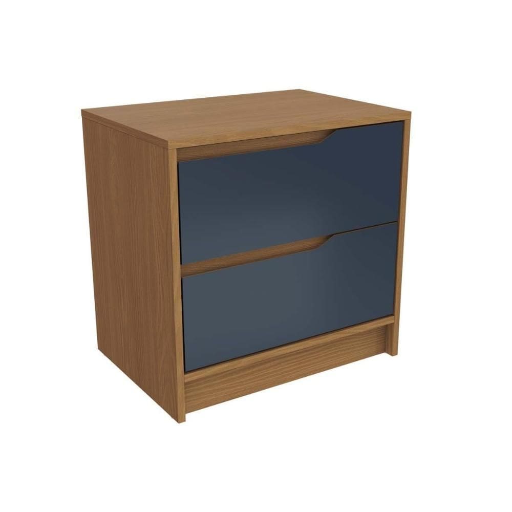Mesa Cabeceira R261 c/ 3 Gavetas Canela/Azul - Kappesberg