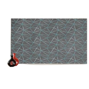 Papel De Parede Concreto Linhas Azul Turquesa 3,5M Kkt278