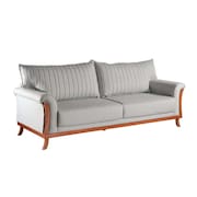 Sofá 3 Lugares Louise Linho Cinza