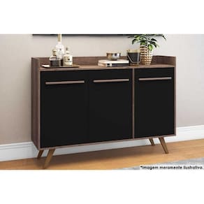 Buffet de Sala Jantar RT3134 3 Portas Rustico/Preto - Movelbento