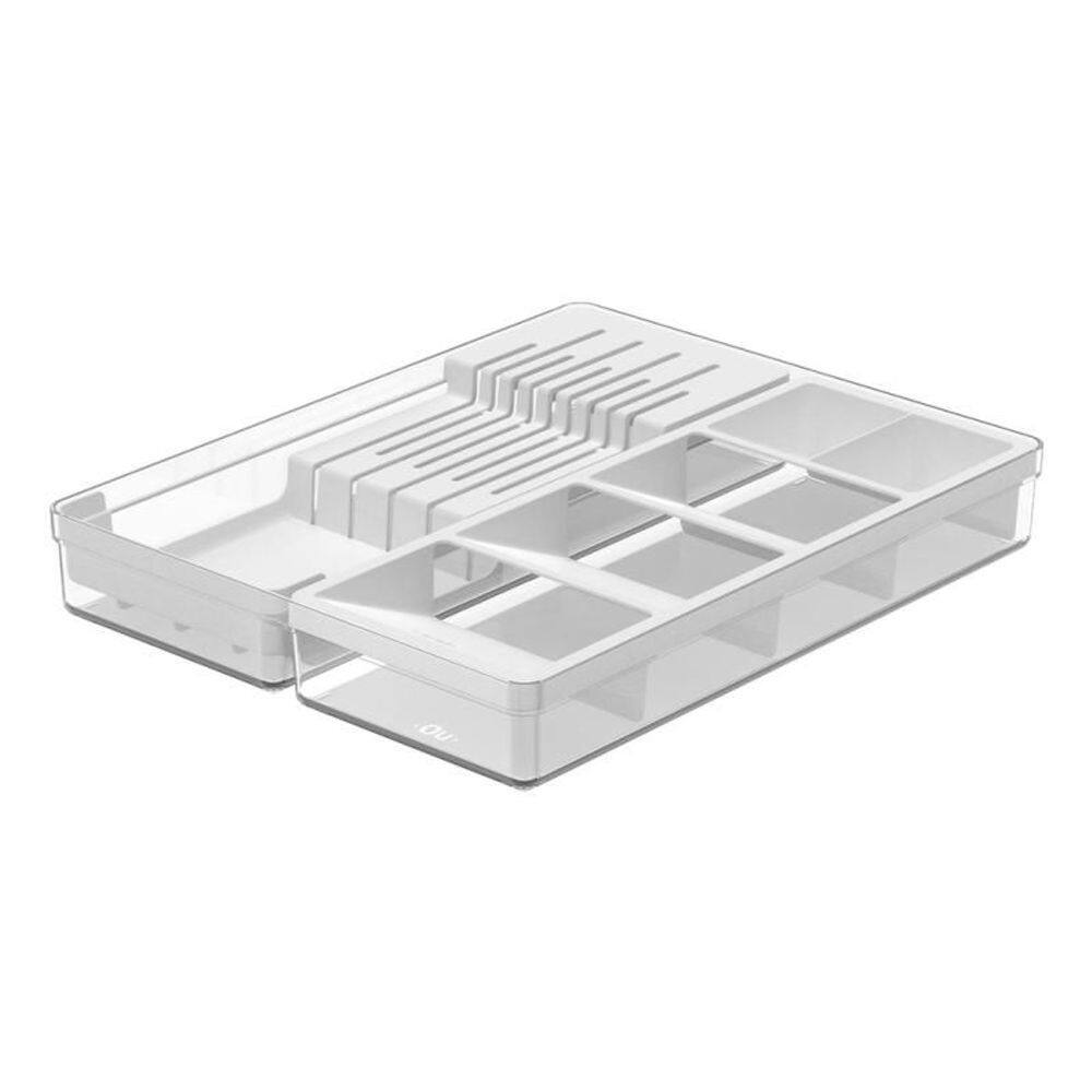 Organizador De Facas E Talheres Clear Branco Fechado