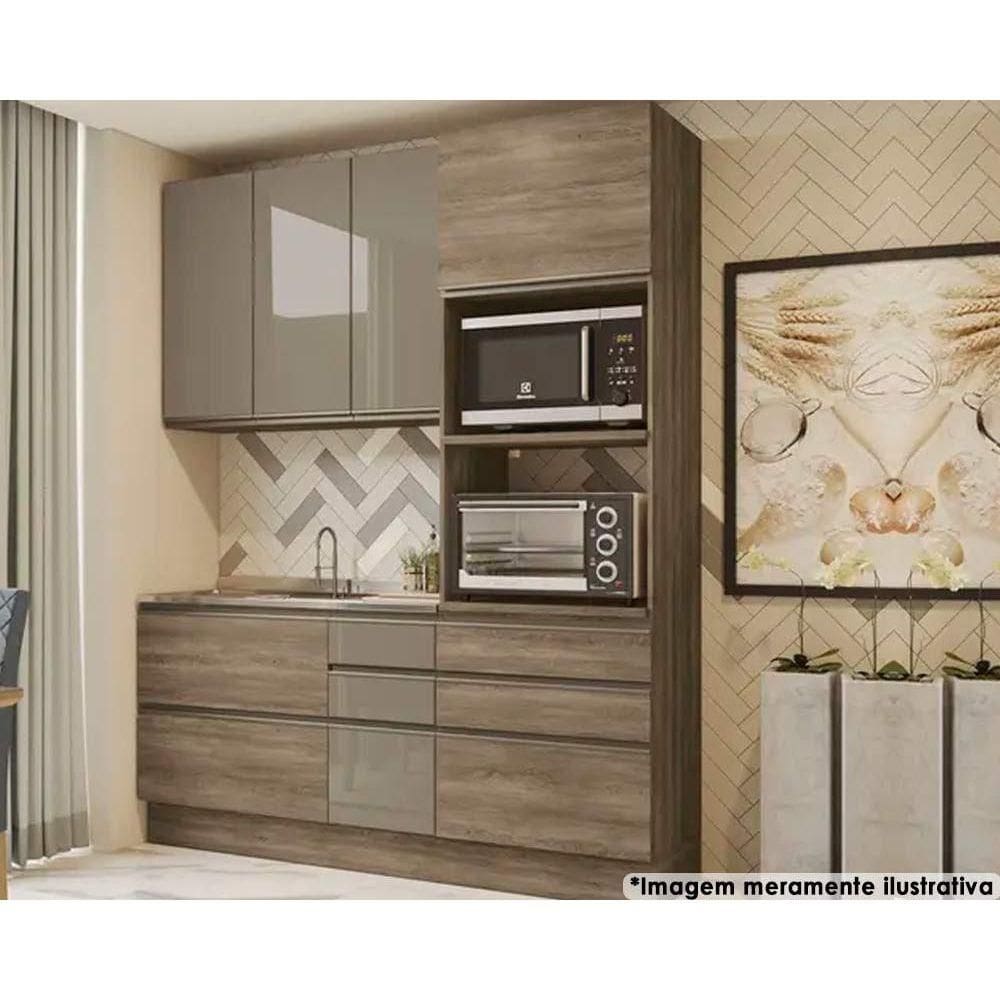 Cozinha Modulada Kappesberg Maxxi 3 Peças (1 Armário + 1 Balcão + 1 Paneleiro) CPT55 Nogal-Kappesberg