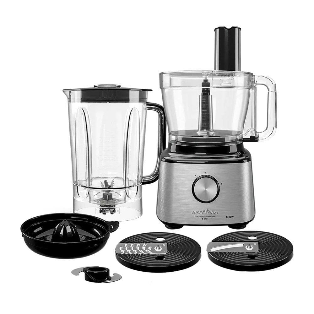 Multiprocessador Britânia 5 Em 1 BMP2000 | 2 Velocidades + Pulsar, 1300W, Preto