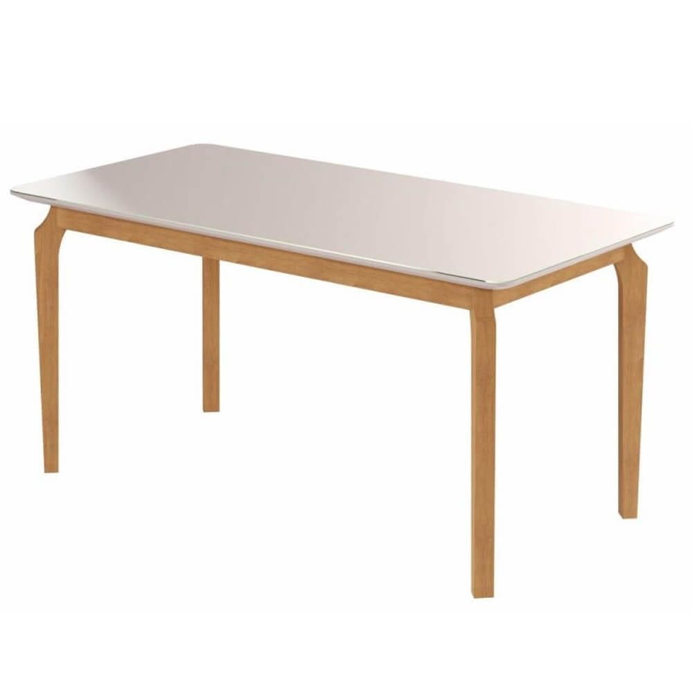 Mesa Alegra 160x80 COM Vidro JCM Cor Cinamomo Off White