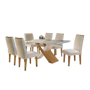 Mesa de Jantar com 6 Cadeiras Imperatriz Cor Imbuia Off White
