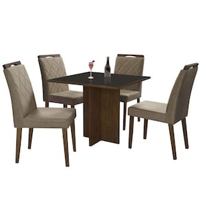 Conjunto Mesa de Jantar Los Angeles com 4 Cadeiras Califórnia 120x80cm Cor Ypê com Tampo Preto