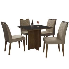 Conjunto Mesa de Jantar Los Angeles com 4 Cadeiras Califórnia 90x90cm Cor Ypê com Tampo Preto