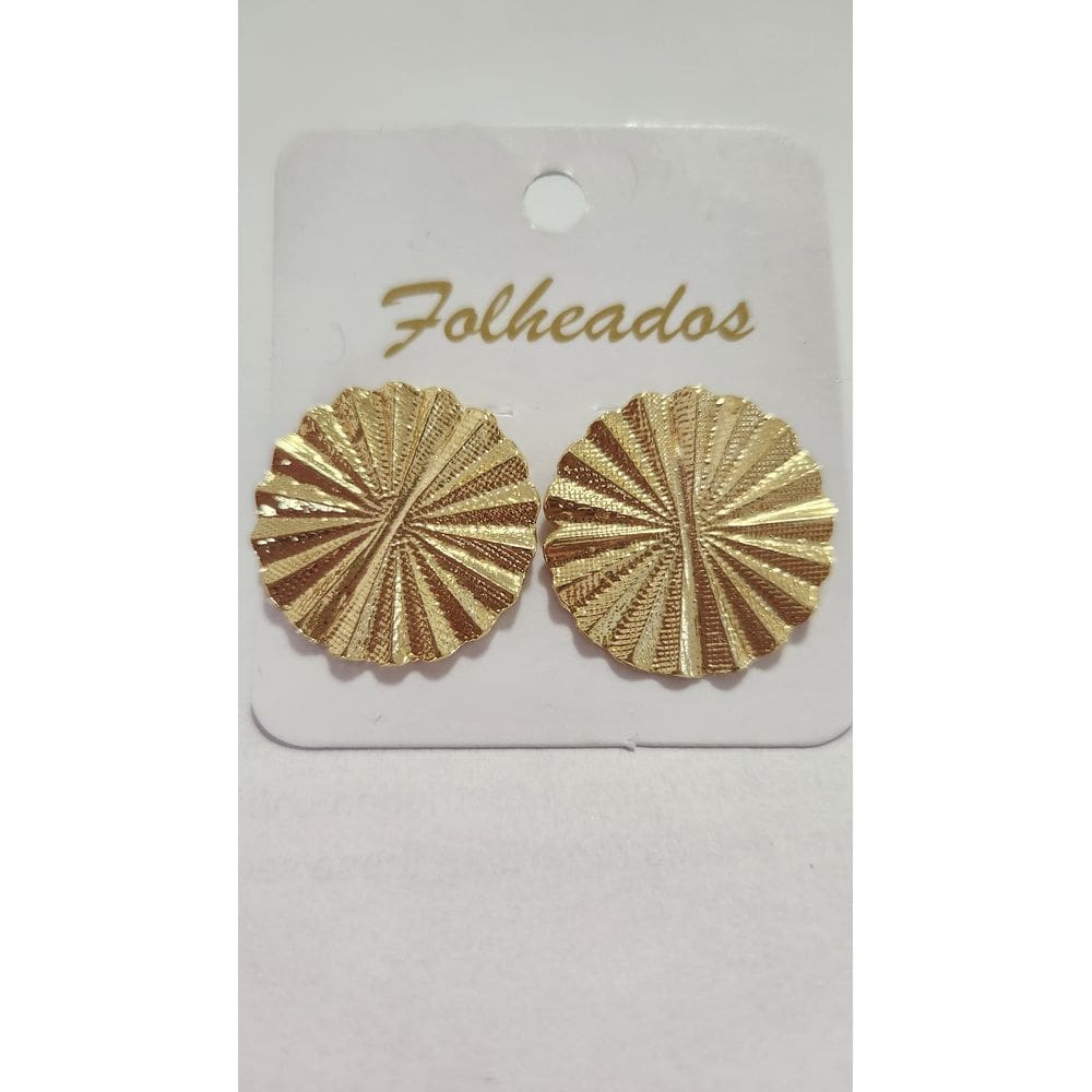 Brinco Dourado em Leque Circular folheado em ouro 18K