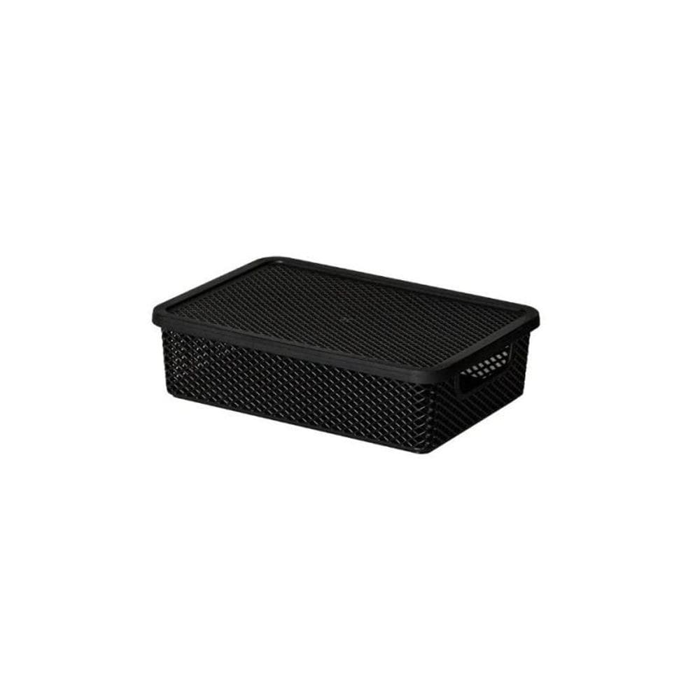 Cesto Organizador Com Tampa Preto 27x19x7 Cm Linea