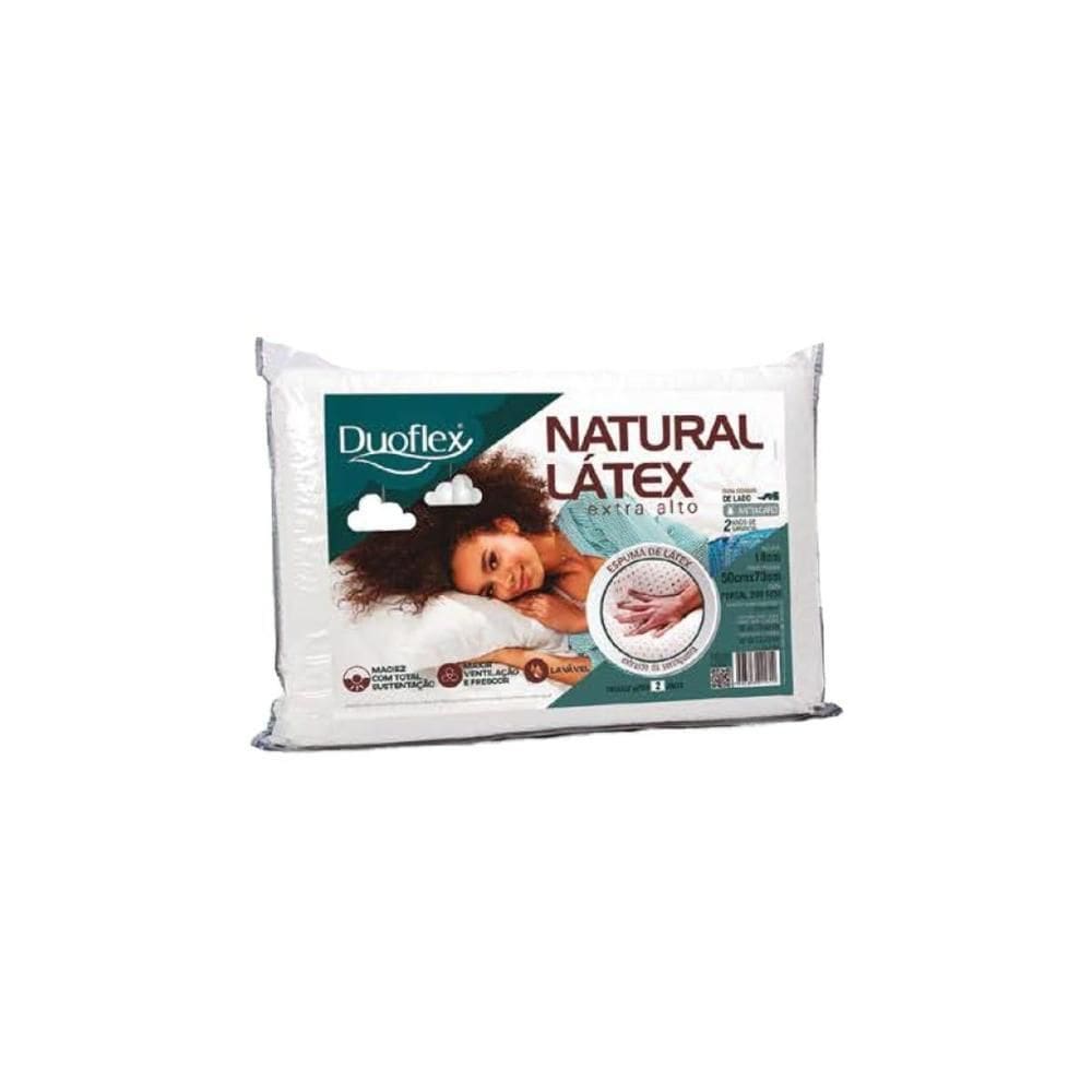 Travesseiro Látex Natural Extra Alto LN1101 Lavável c/ Capa de Algodão 200 fios 50x70 - Duoflex