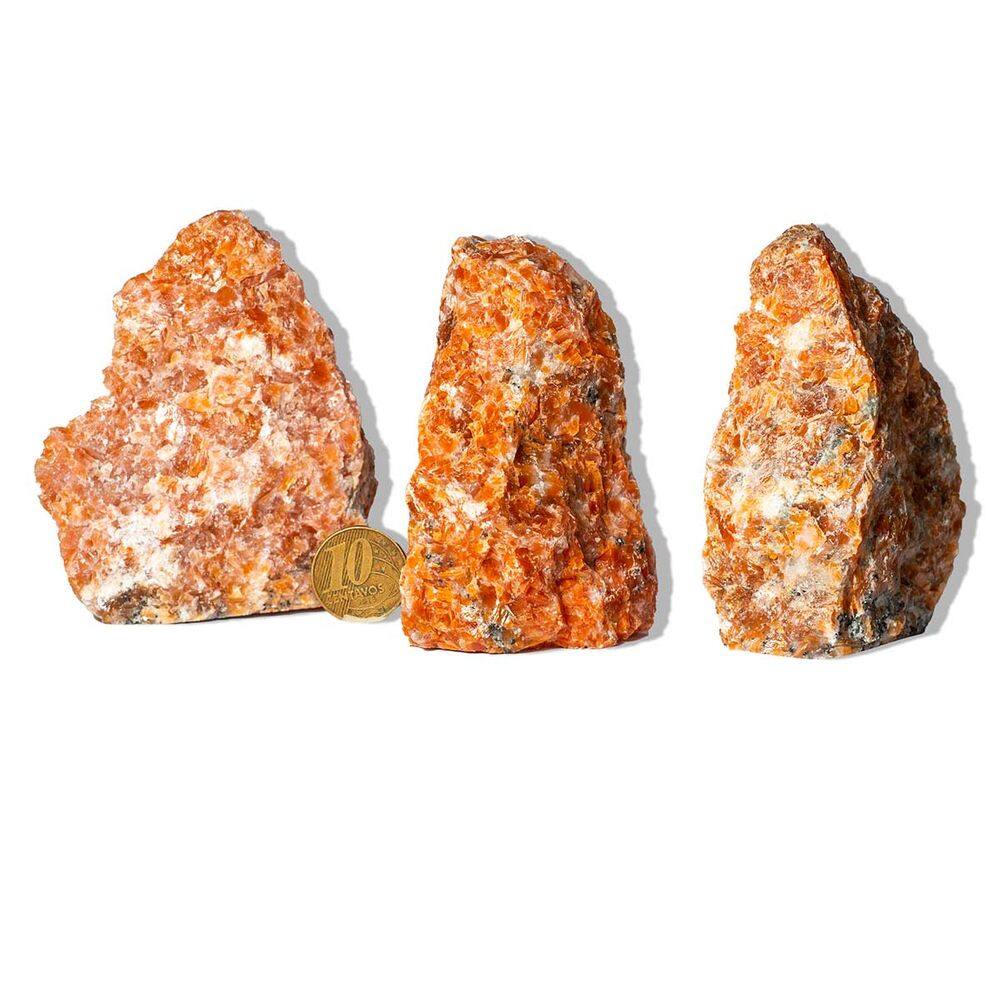 10 Calcita Laranja Pedra Pé Serrado Natural 200 a 300g TipoB