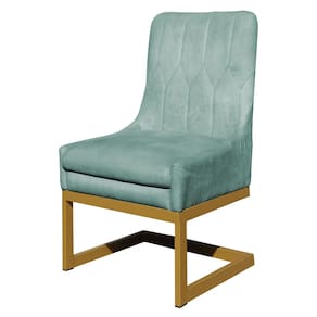 Cadeira Decorativa Valentina Base Dourada Veludo Acqua - Montanaris Decor