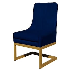 Cadeira Decorativa Valentina Base Dourada Veludo Azul Marinho - Montanaris Decor