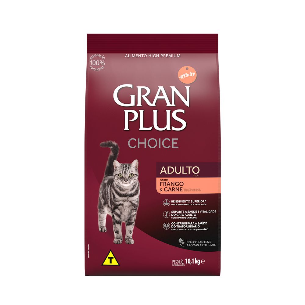 Ração Gran Plus Choice Gatos Adultos Frango e Carne 10,1kg