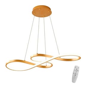 Lustre Led Pendente Infinito Design Moderno Minimalista Luxo Bivolt Dourado Brinovar
