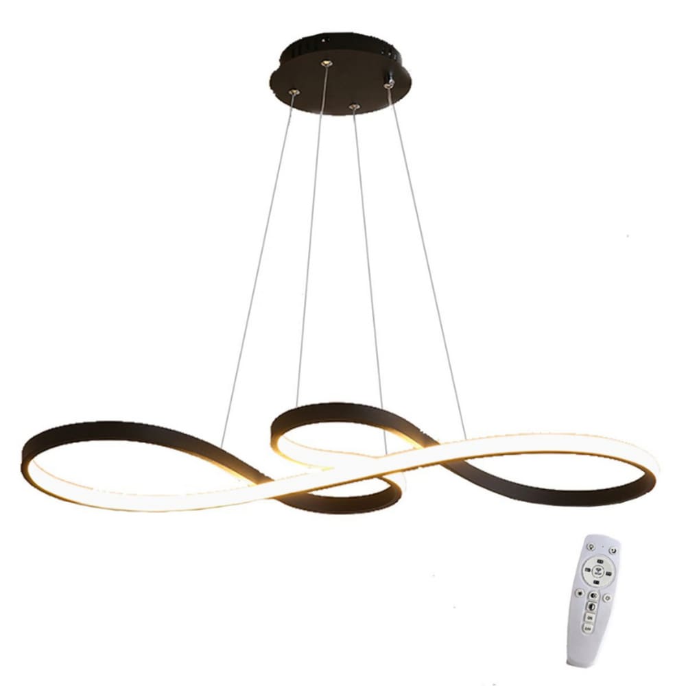 Lustre Led Pendente Infinito Design Moderno Minimalista Luxo Bivolt Preto Brinovar