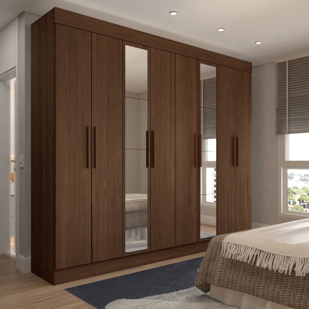 Guarda-Roupa Casal Castlewood com Espelho Master Castanho - Panorama Móveis