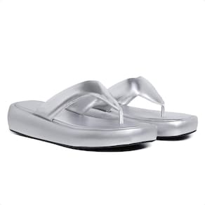 Sandália Feminina de dedo Metalizada Moderna Estilo Flat