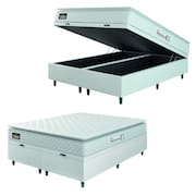 Cama Box Baú Casal Queen Colchão Espuma D33 Pillow Top New Millenium 158x188x60cm Branco Hellen