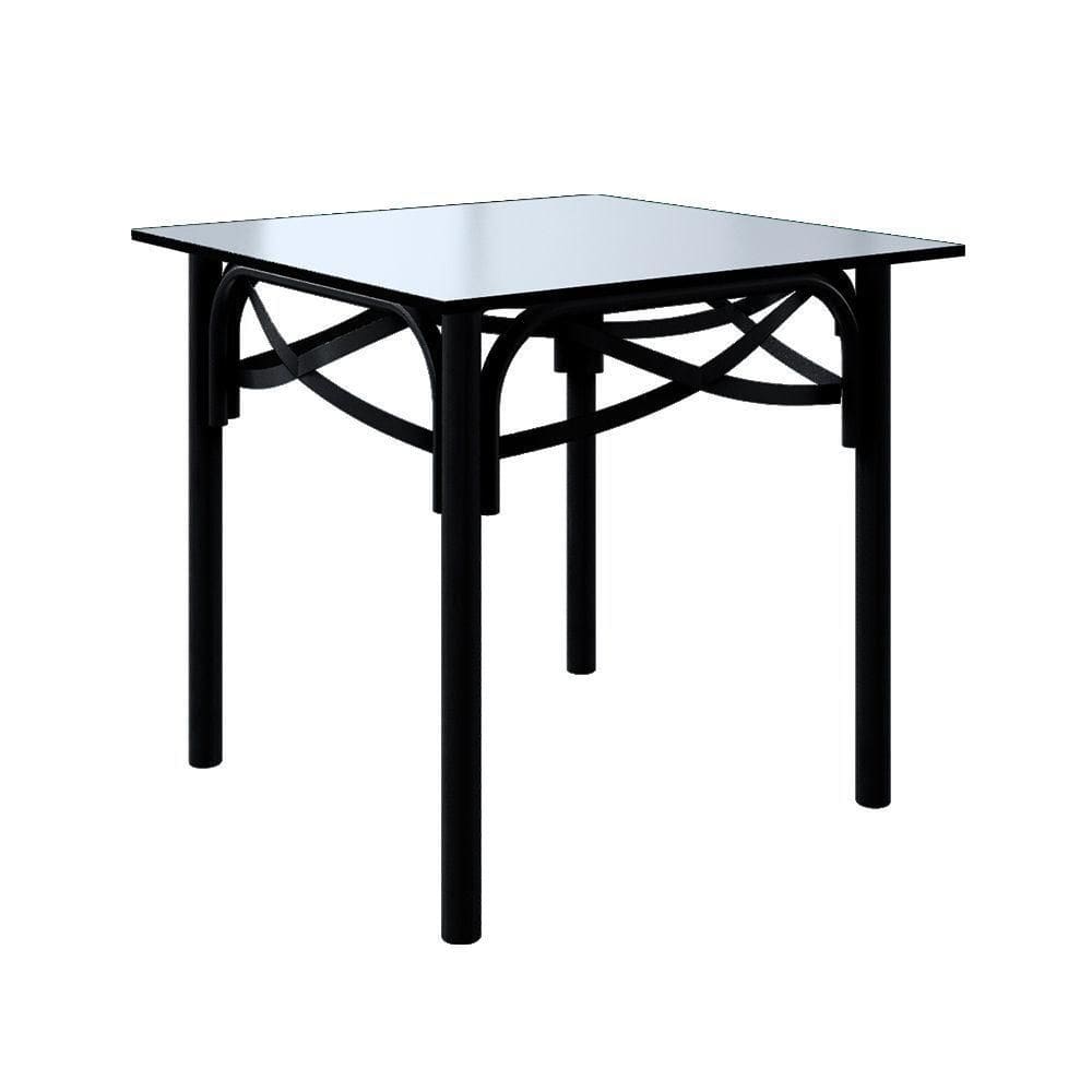 Mesa Katrina Preta Quadrada Tampo De Madeira 90cm Preto