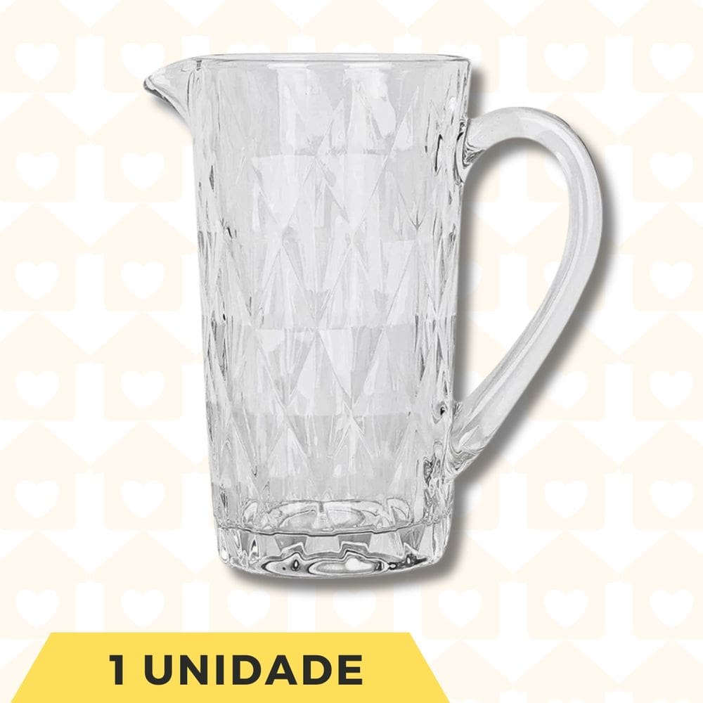 Jarra Vidro Resistente 1 Litro Elegante com Alça Mesa Posta