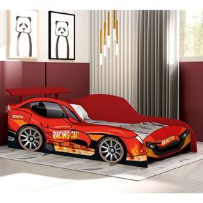 Cama Carro Rida Racing Car Solteiro Gd Vermelho Racing Car Relâmpago Vermelho