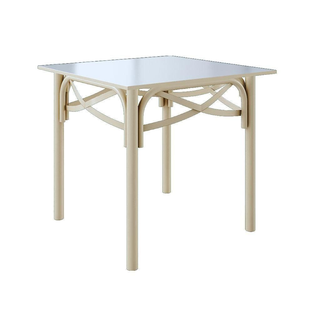 Mesa Katrina Off White Quadrada Tampo De Madeira 90cm Branco