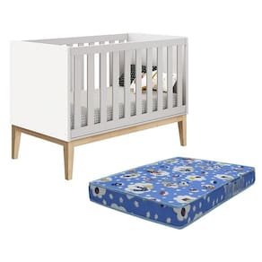 Berço Mini Cama Classic Pés Madeira Natural com Colchão D18 - Reller Móveis