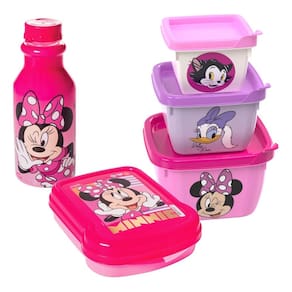 Kit Minnie Rosa Porta Lanche Infantil Menina Escola Passeio