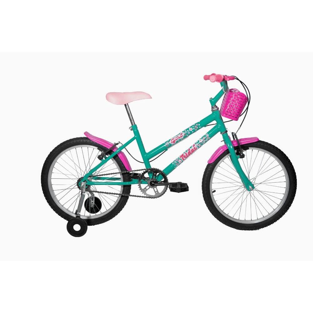 Bicicleta Aro 20 Infantil MTB Girl Com Roda Lateral Tridal - Azul Turquesa