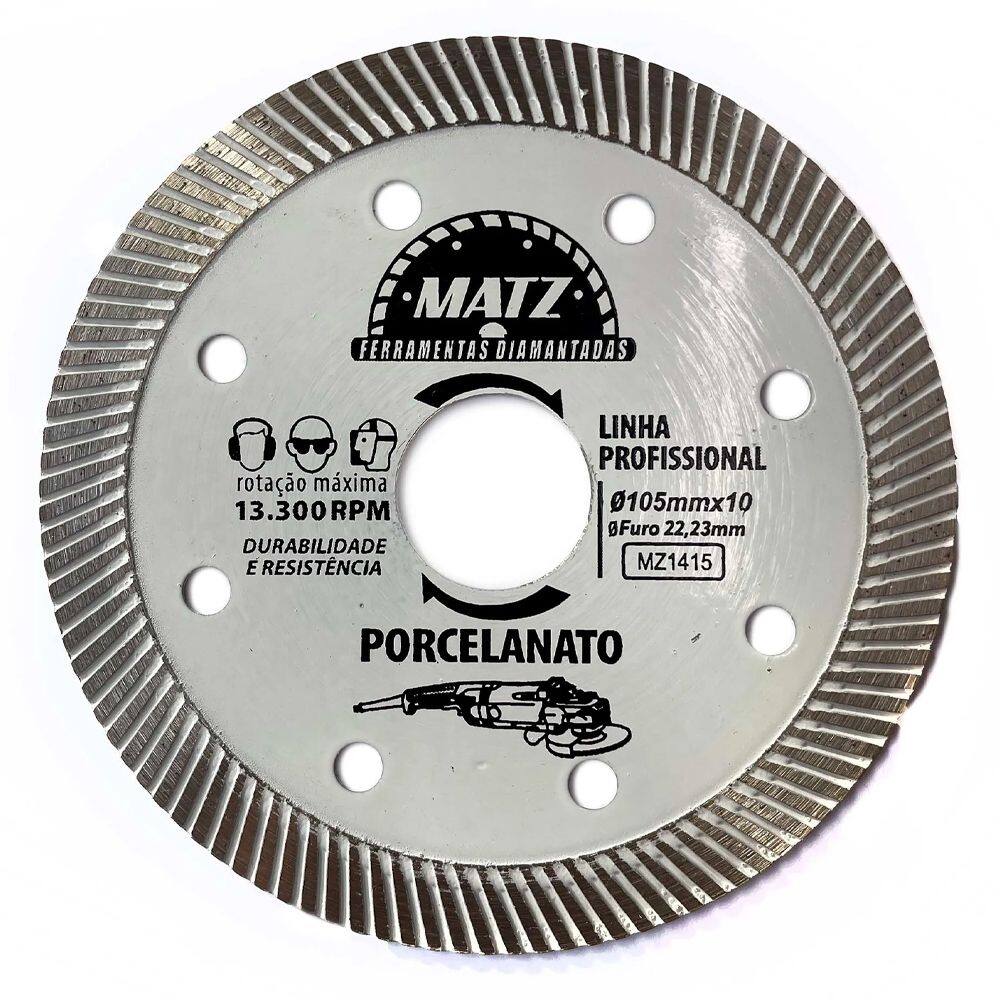 Disco Corte Turbo Diamantado P/ Porcelanato 110x22,23mm Matz