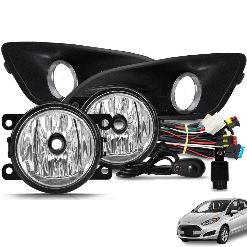 Kit Farol de Milha New Fiesta 2013 a 2016 Botão Alternativo e Moldura Preto