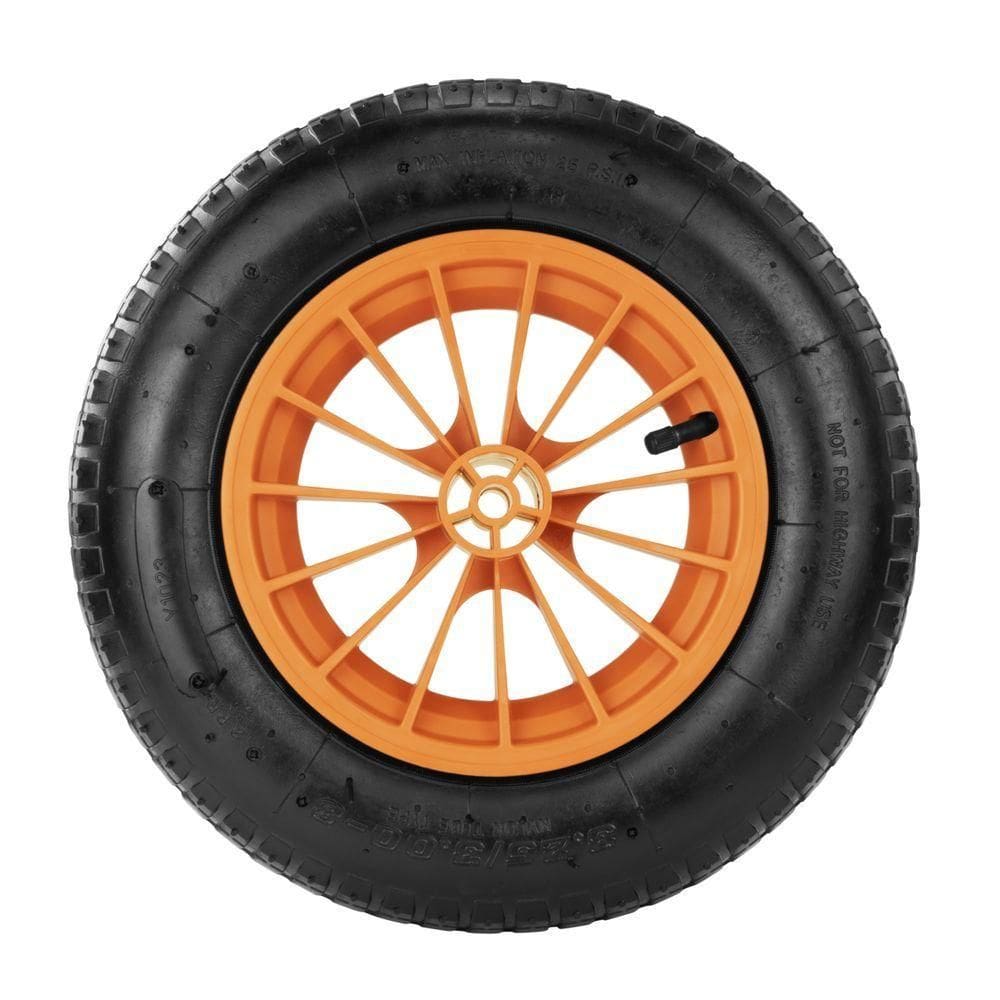 Pneu Com Câmara Tramontina 3.25-8 Polegada Com Roda Plástica 8” Para Carrinho De Mão