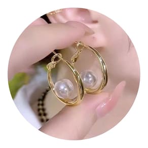 Brincos Femininos Argola Pérola Brilho Luxo Festas Casamento