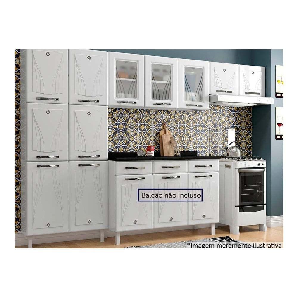 Kit de Cozinha Completa 3 Peças Star New (2 Armários + 1 Paneleiro) CPT106 Branco - Telasul